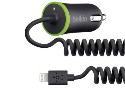   Belkin Coil Mini Car Chrger Black-Green F8J074BTBLK