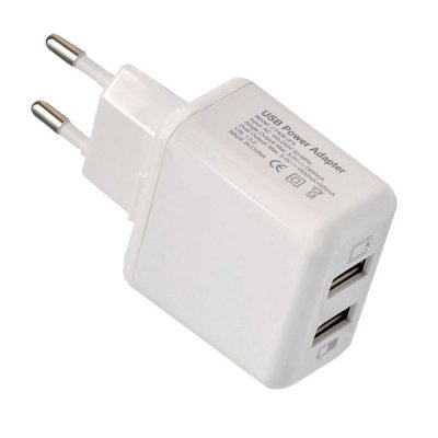   Henca 2xUSB 5V 2400 mA  iPhone 5/5S/5C/6/iPad 4/Air/mini White 12160