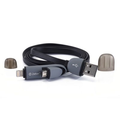   Zetton 8 pin to Micro USB Black 2  1 ZTLSUSB2IN1FB