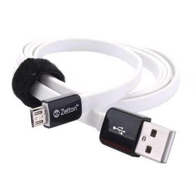   Zetton Flat Micro USB Black-White ZTLSUSBFCMCBW