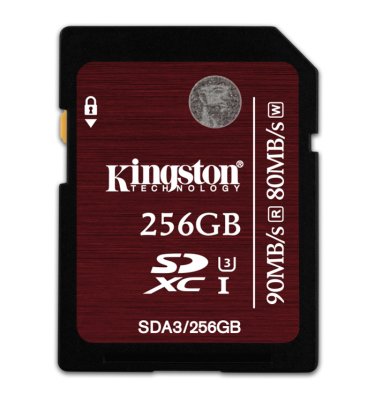   256Gb SDXC Kingston (SDA3/256GB), Class 10, UHS-I, U3, R90 - W80 Mb/s, RTL