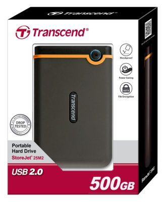    2.5" USB2.0 500 Gb Transcend StoreJet 25 Mobile Black TS500GSJ25M/TS500GSJ25M2