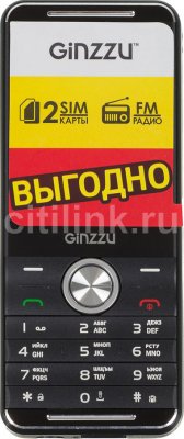  Ginzzu M106D 2.4", 2*SIM, 1.3Mp, Flash, MP3, FM 