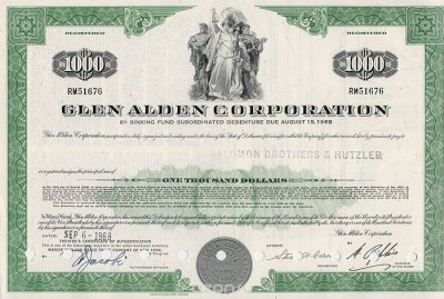   "Glen Alden Corporation.    1000$". , 1956 