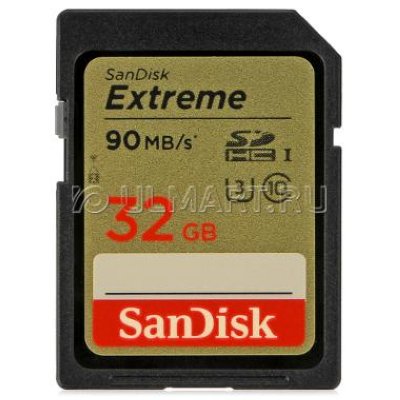   SanDisk Extreme SDHC 32Gb Class 10 UHS-I U3 (90/40 MB/s), SDSDXNE-032G-GNCIN