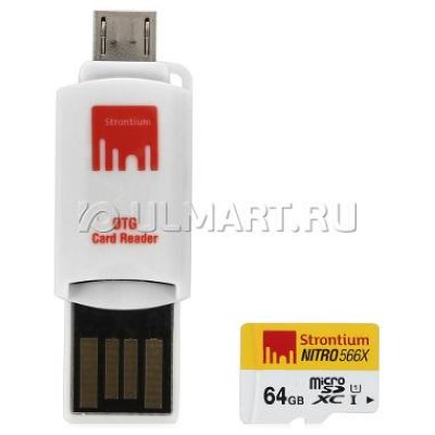   TransFlash 64Gb MicroSDXC Class 10 UHS-1 85 MB/s STRONTIUM Nitro, SRN64GTFU1T, USB/OTG