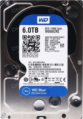   3.5" SATA3 6.0  WD Blue Desktop 5400rpm 64mb ( WD60EZRZ ) OEM