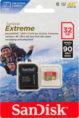   MicroSD 32Gb SanDisk Extreme (SDSQXNE-032G-GN6AA) microSDHC Class 10 UHS-I U3 +