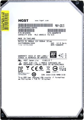   HDD 6 Tb SAS 12Gb/s Hitachi Ultrastar He8 (HUH728060AL5204) 3.5" 7200rpm 128Mb