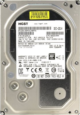  HDD 5 Tb SAS 12Gb/s Hitachi Ultrastar 7K6000 (HUS726050AL5214)3.5" 7200rpm 128Mb