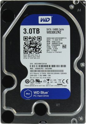   HDD 3 Tb SATA 6Gb/s Western Digital Blue (WD30EZRZ) 3.5" 5400rpm 64Mb