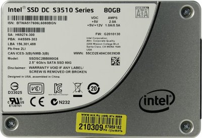   SSD 80 Gb SATA 6Gb/s Intel DC S3510 Series (SSDSC2BB080G601) 2.5" MLC