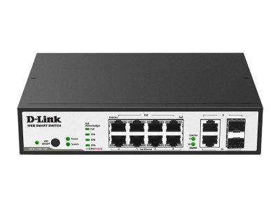 D-Link (DES-1100-10P /A1A)   (8UTP 10/100Mbps PoE + 2Combo 1000BASE-T/SFP)