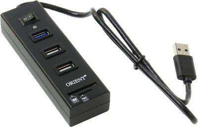  Orient (JK-320) 3-port Hub, 1xUSB3.0 +2xUSB2.0 + SD/microSD Card Reader