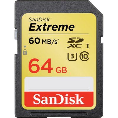   Micro SecureDigital 64Gb SanDisk Extreme Plus microSDXC class 10 UHS-1 U3 (SDSQXSG-064G