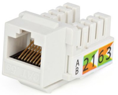 Hyperline KJ2-8P8C-C6-90-WH-25BLK  Keystone Jack RJ-45(8P8C), . 6, Dual IDC, , 25 