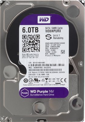   WD 6TB Purple NV (WD6NPURX) {Serial ATA III, 5400- rpm, 64Mb, 3.5"}