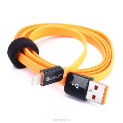 Zetton Flat USB  Apple 8 pin, Black Orange (ZTLSUSBFCA8)