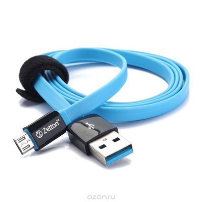 Zetton Flat  c Micro-USB, Black Blue (ZTLSUSBFCMC)