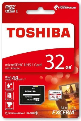   Toshiba Exceria microSDHC 32Gb Class 10 UHS-I U1 + ADP (48/10 Mb/s) THN-M301R0320EA