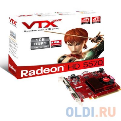  1Gb (PCI-E) VTX HD5570 1GBK3-HV2 (VX5570, GDDR3, 128 bit, HDCP, VGA, DVI, HDMI, Retail)