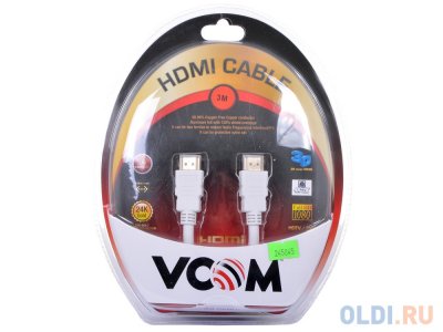  VCOM HDMI 19M/M ver:1.4+3D, 3m, ,   (VHD6000D-3MW) Blister