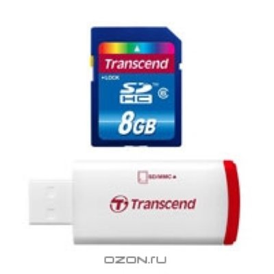   Transcend SDHC Class 6 8GB + Card Reader P2