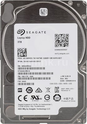   HDD 2.5" 3Tb SATA-III Seagate Laptop HDD [ST3000LM016, 5400rpm, 128Mb]