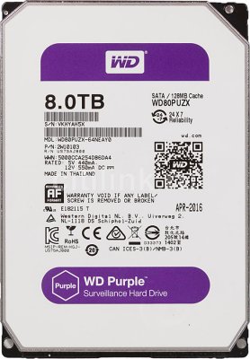   3.5" SATA3 8.0  WD Purple 5400rpm 128mb ( WD80PUZX )