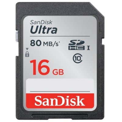   Sandisk Ultra SDHC Class 10 UHS-I 80MB/s 16GB