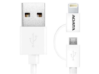   A-Data Lightning/microUSB to USB 1m AMFI2IN1-100CM-CWH White