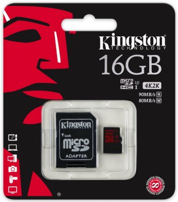   Micro SDHC 16GB Class 10 Kingston SDCA3/16GB + 