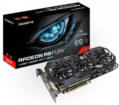  4096Mb GIGABYTE R9 FURY PCI-E DVI HDMI DPx3 HDCP GV-R9FURYWF3OC-4GD Retail