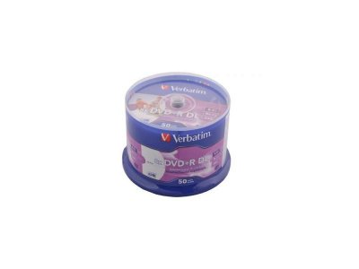  DVD+R double layer Verbatim 8x 8.5Gb CakeBox Printable 50  43780