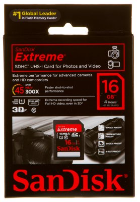 - SecureDigital 16Gb SanDisk Extreme SDHC Class 10 UHS-I U3 ( SDSDXNE-016G-GNCIN )