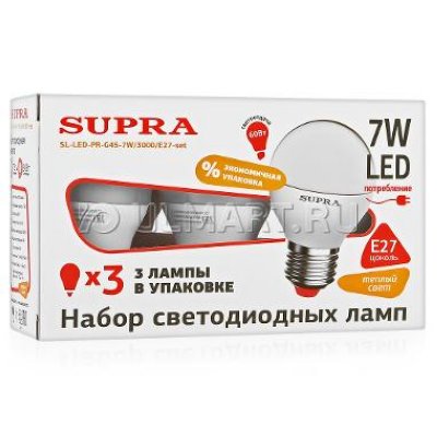   3  Supra PROMO SL-LED-PR-G45-7W/3000/E27-set