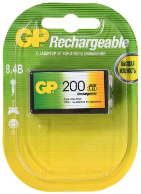  "GP Batteries", NiMh,  , 9V, 200 mAh, 1 