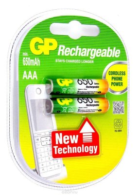   "GP Batteries", NiMh,  , 650 mAh, 2 