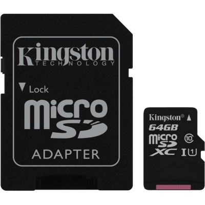   Kingston microSDXC 64Gb Class 10 UHS-I + ADP (45/10 Mb/s)