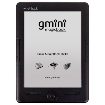   Gmini MagicBook S6HD Black ,  6", E-Ink Pearl HD, 1024x758, 4Gb, microSD, 