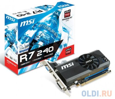  2Gb (PCI-E) MSI R7 240 2GD3 LPV2 (HD7 240, GDDR3, 128 bit, HDCP, VGA, DVI, HDMI, Low Prof