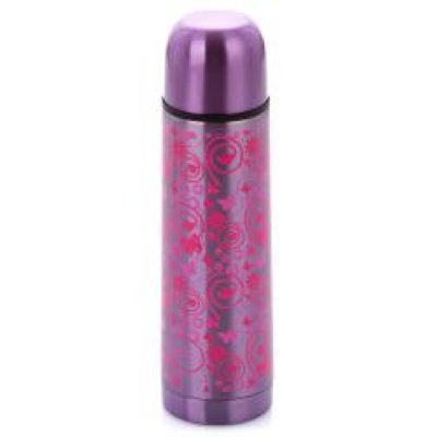  Thermos Butterfly Stainless Steel Vacuum Flask with Auto Stopper 0.5L in Shiny Purple