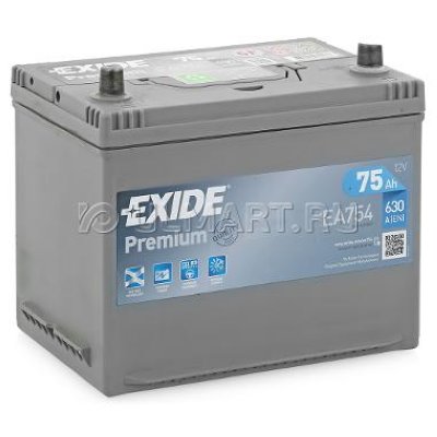  EXIDE Premium EA754 12V 75Ah 630A R+