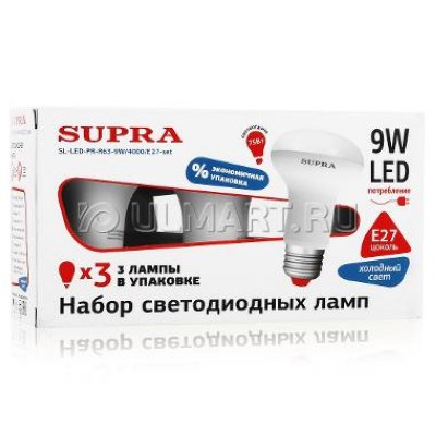   3  Supra PROMO SL-LED-PR-R63-9W/4000/E27-set