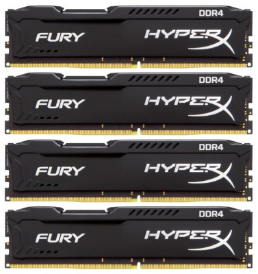  DDR4 32Gb (PC4-19200) 2400MHz Kingston HyperX Fury Black Series CL15 Kit of 4 (Retail) (HX424