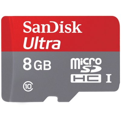 - microSDHC 8  Sandisk Ultra , Class 10/ UHS-1 ( SDSDQUAN-008G-G4A )