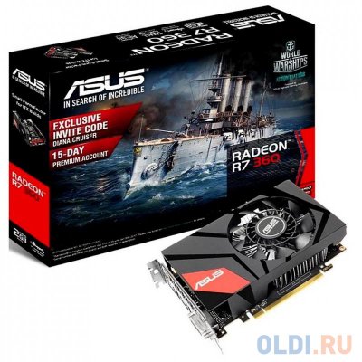  2048Mb ASUS R7 360 PCI-E 128bit GDDR5 DVI HDMI DP HDCP MINI-R7360-2G Retail