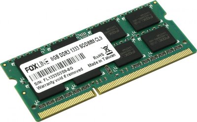   SO-DIMM DDR-III Foxline 8Gb 1333MHz PC-10600 (FL1333D3SO9-8G/FL1333D3S9-8G)