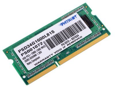  SO-DIMM DDR3 4Gb (pc-12800) 1600MHz 1.35V Patriot PSD34G1600L81S