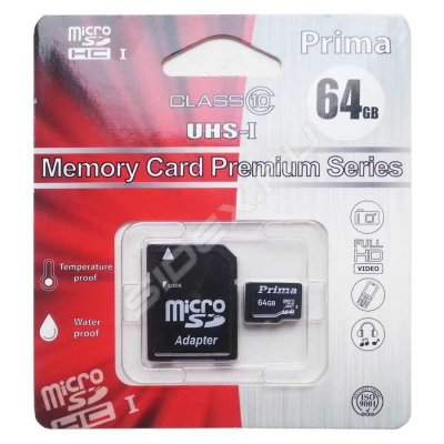   Prima microSD Class 10 UHS-I 64GB Pro SD3.0 (PR64GMCSDXCU1A)